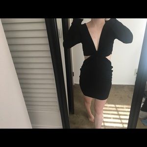 Black bare midriff dress